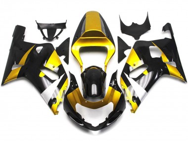 2001-2003 Gold and Gloss Black Style GSXR 600-750 Motorcycle Fairings
