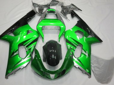2001-2003 Green and Silver GSXR 600-750 Motorcycle Fairings
