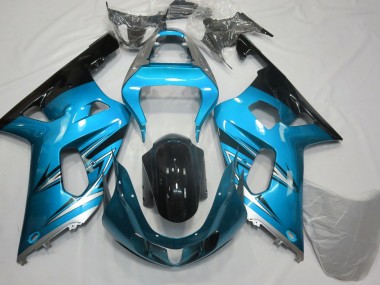 2001-2003 Light Blue and Silver GSXR 600-750 Motorcycle Fairings