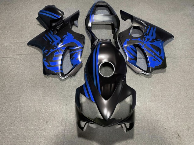 2001-2003 Matte Black & Blue Skull CBR600 F4i Motorcycle Fairings 2001-2003 Matte Black & Blue Skull CBR600 F4i Motorcycle Fairings