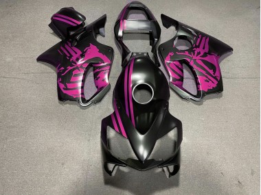 2001-2003 Matte Black & Pink Skull CBR600 F4i Motorcycle Fairings