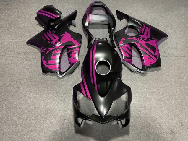 2001-2003 Matte Black & Pink Skull CBR600 F4i Motorcycle Fairings 2001-2003 Matte Black & Pink Skull CBR600 F4i Motorcycle Fairings
