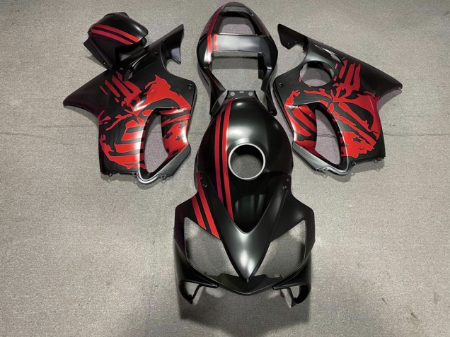 2001-2003 Matte Black & Red Skull CBR600 F4i Motorcycle Fairings 2001-2003 Matte Black & Red Skull CBR600 F4i Motorcycle Fairings