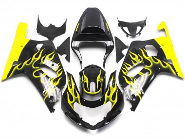 2001-2003 Vibrant Yellow Flame GSXR 600-750 Motorcycle Fairings