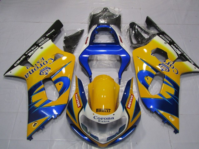 2001-2003 Yellow Corona GSXR 600-750 Motorcycle Fairings 2001-2003 Yellow Corona GSXR 600-750 Motorcycle Fairings