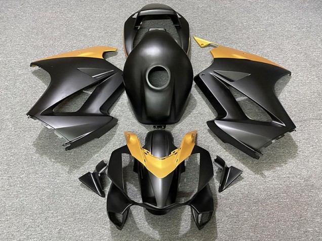 2002-2012 Matte Black & Gold VFR800 Motorcycle Fairings 2002-2012 Matte Black & Gold VFR800 Motorcycle Fairings