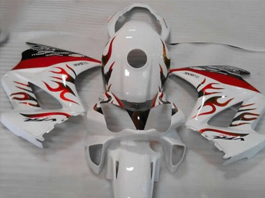 2002-2012 White Red Flame VFR800 Motorcycle Fairings