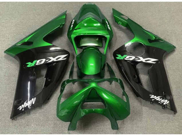 2003-2004 Gloss Green and Black ZX6R Motorcycle Fairings 2003-2004 Gloss Green and Black ZX6R Motorcycle Fairings