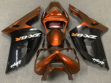 2003-2004 Gloss Orange and Black ZX6R Motorcycle Fairings