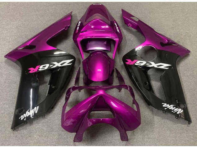 2003-2004 Gloss Pink and Black ZX6R Motorcycle Fairings 2003-2004 Gloss Pink and Black ZX6R Motorcycle Fairings