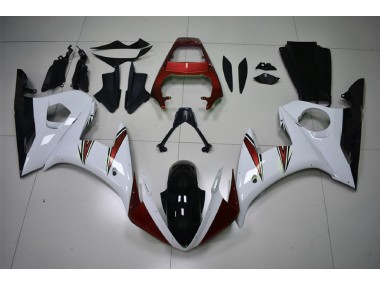 2003-2004 Gloss White & Red Accents R6 Motorcycle Fairings