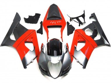 2003-2004 Plain Red and Silver GSXR 1000 Motorcycle Fairings