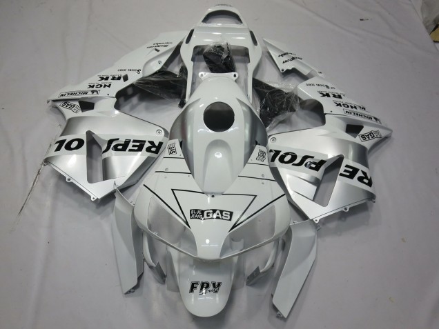 2003-2004 White Silver Repsol CBR600RR Motorcycle Fairings 2003-2004 White Silver Repsol CBR600RR Motorcycle Fairings