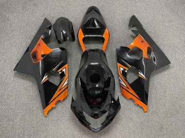 2004-2005 Gloss Black and Orange GSXR 600-750 Motorcycle Fairings