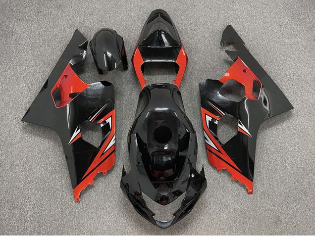 2004-2005 Gloss Black and Red GSXR 600-750 Motorcycle Fairings 2004-2005 Gloss Black and Red GSXR 600-750 Motorcycle Fairings