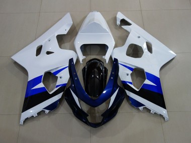 2004-2005 Gloss White & Deep Blue GSXR 600-750 Motorcycle Fairings