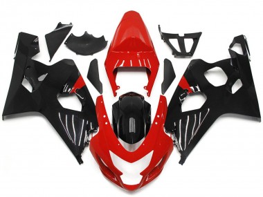 2004-2005 Red and Gloss Black Style GSXR 600-750 Motorcycle Fairings