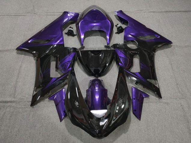 2005-2006 Gloss Black and Purple ZX6R Motorcycle Fairings 2005-2006 Gloss Black and Purple ZX6R Motorcycle Fairings