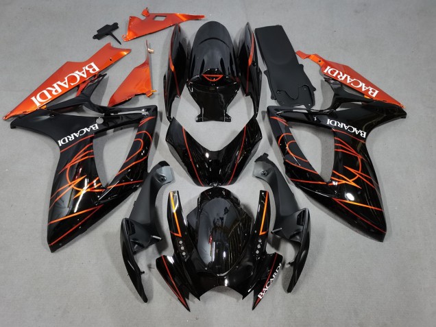 2006-2007 Bacardi Black and Orange GSXR 600-750 Motorcycle Fairings 2006-2007 Bacardi Black and Orange GSXR 600-750 Motorcycle Fairings