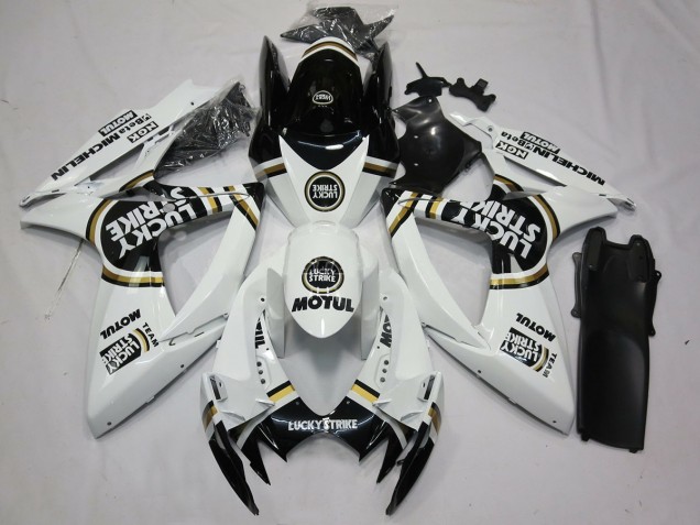 2006-2007 Black White Lucky Strike GSXR 600-750 Motorcycle Fairings 2006-2007 Black White Lucky Strike GSXR 600-750 Motorcycle Fairings