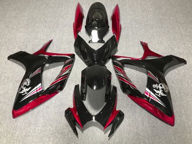 2006-2007 Gloss Red and Black Design GSXR 600-750 Motorcycle Fairings