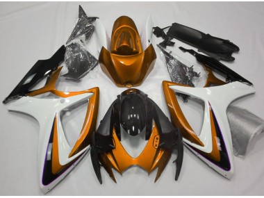 2006-2007 Orange & White Debadged GSXR 600-750 Motorcycle Fairings