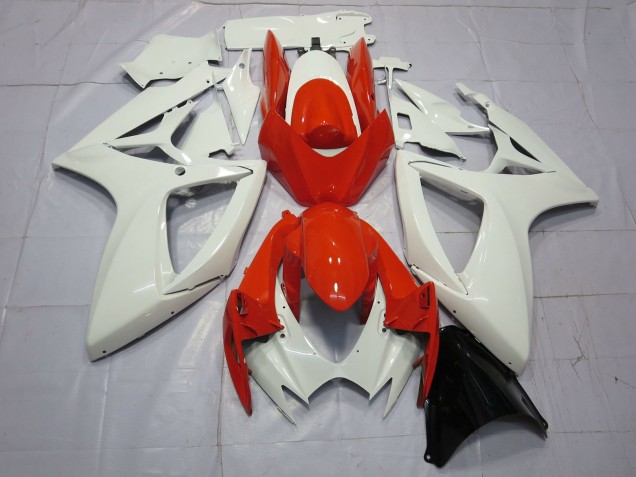 2006-2007 Orange and White GSXR 600-750 Motorcycle Fairings 2006-2007 Orange and White GSXR 600-750 Motorcycle Fairings