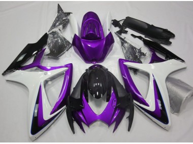 2006-2007 Purple & White Debadged GSXR 600-750 Motorcycle Fairings