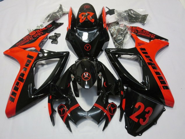 2006-2007 Red Jordan GSXR 600-750 Motorcycle Fairings 2006-2007 Red Jordan GSXR 600-750 Motorcycle Fairings