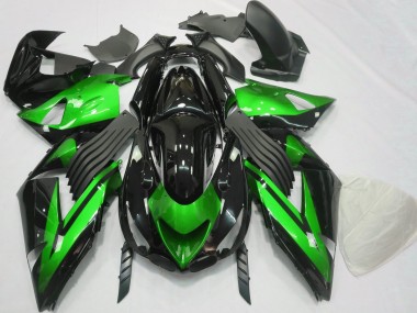 2006-2011 Gloss Green and Black Plain ZX14R Motorcycle Fairings