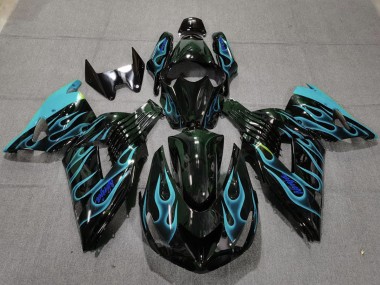 2006-2011 Light Blue Flame ZX14R Motorcycle Fairings