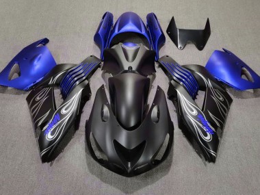 2006-2011 Matte Black and Blue ZX14R Motorcycle Fairings