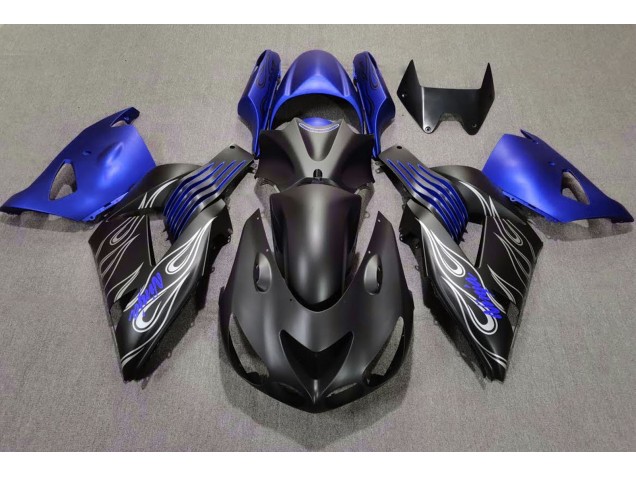 2006-2011 Matte Black and Blue ZX14R Motorcycle Fairings 2006-2011 Matte Black and Blue ZX14R Motorcycle Fairings
