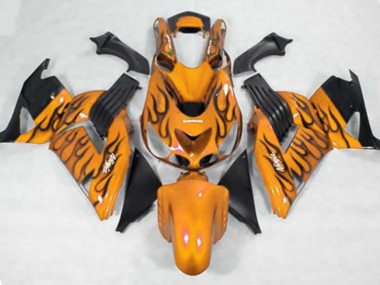 2006-2011 Yellow Black Flame ZX14R Motorcycle Fairings