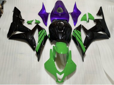 2007-2008 Gloss Black & Green and Purple Accents CBR600RR Motorcycle Fairings