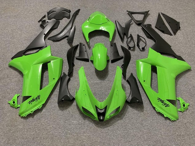 2007-2008 Gloss Green and Matte Black ZX6R Motorcycle Fairings 2007-2008 Gloss Green and Matte Black ZX6R Motorcycle Fairings