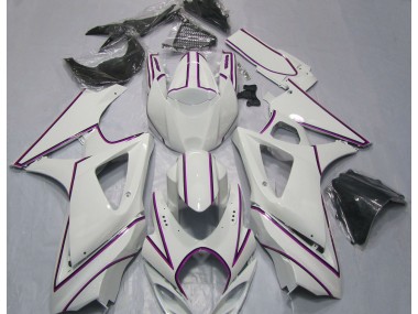 2007-2008 Gloss White Pink Pin Stripe GSXR 1000 Motorcycle Fairings