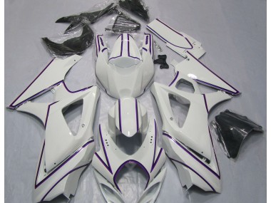 2007-2008 Gloss White Purple Pin Stripe GSXR 1000 Motorcycle Fairings