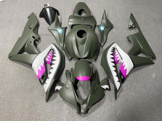 2007-2008 Matte Green & Pink Shark CBR600RR Motorcycle Fairings 2007-2008 Matte Green & Pink Shark CBR600RR Motorcycle Fairings