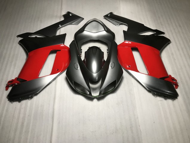 2007-2008 Metallic Silver with Red ZX6R Motorcycle Fairings 2007-2008 Metallic Silver with Red ZX6R Motorcycle Fairings