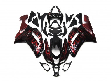 2007-2008 Red Gloss Flame ZX6R Motorcycle Fairings