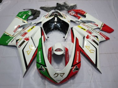 2007-2014 77 White Red Green Ducati 848 1098 1198 Motorcycle Fairings