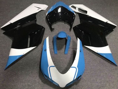 2007-2014 Gloss Light Blue White and Black Ducati 848 1098 1198 Motorcycle Fairings
