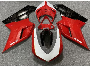 2007-2014 Gloss Red & White (848 Sticker) Ducati 848 1098 1198 Motorcycle Fairings