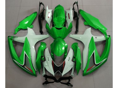 2008-2010 Gloss Green & White GSXR 600-750 Motorcycle Fairings