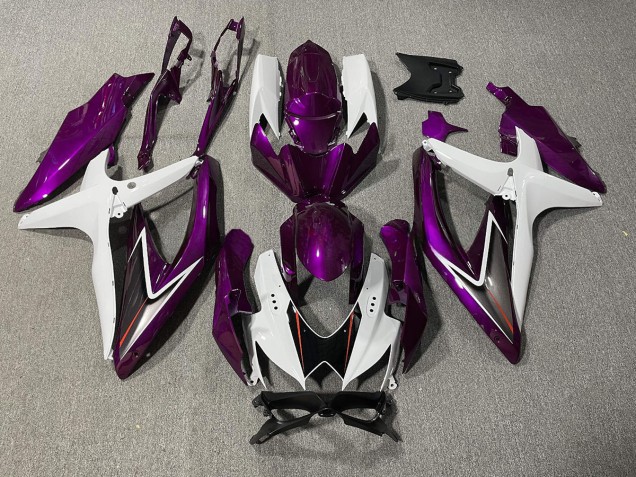 2008-2010 Gloss Purple and White GSXR 600-750 Motorcycle Fairings 2008-2010 Gloss Purple and White GSXR 600-750 Motorcycle Fairings