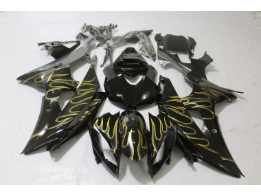 2008-2016 Gloss Black & Flame R6 Motorcycle Fairings