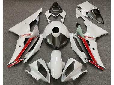 2008-2016 Gloss White Silver and Red R6 Motorcycle Fairings