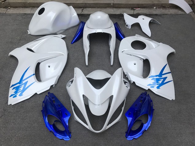 2008-2020 Gloss White & Blue GSXR 1300 Hayabusa Motorcycle Fairings 2008-2020 Gloss White & Blue GSXR 1300 Hayabusa Motorcycle Fairings