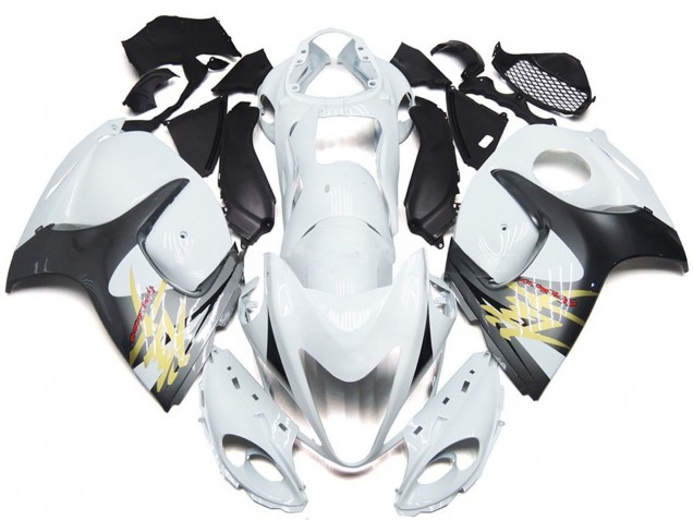 2008-2020 Gloss White with Silver Style GSXR 1300 Hayabusa Motorcycle Fairings 2008-2020 Gloss White with Silver Style GSXR 1300 Hayabusa Motorcycle Fairings